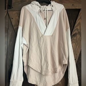 Pilcro Cream and Tan Hoodie Sweatshirt